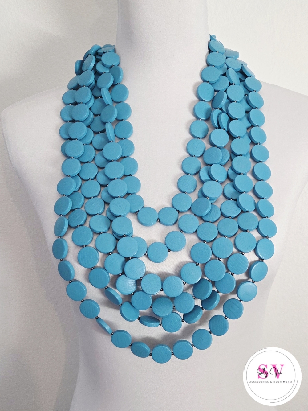 Turquoise Multi-Strand Disc Statement Necklace